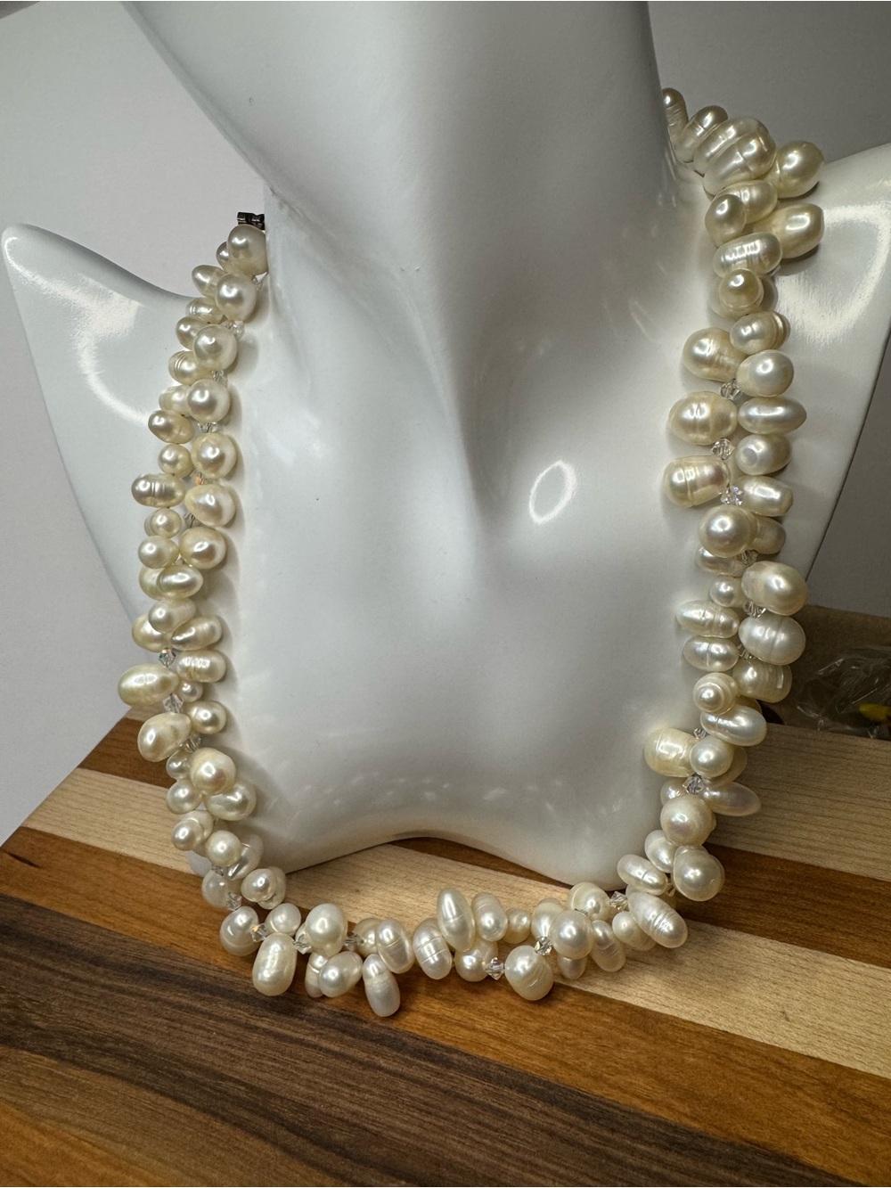 Freshwater Pearl Cluster Necklace - Cream Pearls